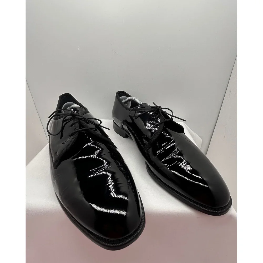 Vito Rufolo Mens Black Patent Leather Derby Dress Shoes Formal Tuxedo Wedding 12